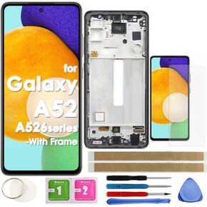 LCD Screen Replacement Touch Display Digitizer Assembly with Frame for Samsung Galaxy A52 5G A526 SM-A526U A526T A526V A526A A526B A526U1 A526W 6.5" (Not for A52 4G)