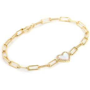 By Adina Eden Women's Stone Heart Paperclip Bracelet in Kuwait