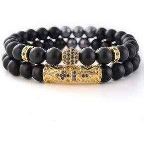 Tiger Eye Gemstone Beaded Stretch Bracelet For Men 8MM Natural Stone Beads Bracelet Set Adjustable Bracelet Best for Men Women Gifts