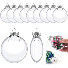9 Pcs Clear Fillable Christmas Ornament Balls，Clear Ornaments for Crafts Fillable，80mm/3.15inch Fillable Ornaments Removable Top，Clear Plastic Ornaments Ball for Christmas Tree Decoration，Xmasdecorm