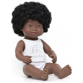 Miniland Doll 15'' African with Down Syndrome Girl (Box) - Made in Spain, Anatomically Correct, Quality, Inclusion