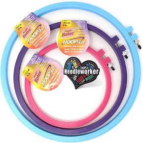 Susan Bates Plastic Embroidery Hoops: 3-pc. Set, Assorted Sizes Include 6-in, 8-in, & 10-in, Plus Decorative 'Needleworker' Sticker