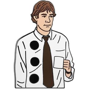 Pinsanity Funny 3-Hole Punch Halloween Jim Halpert Enamel Lapel Pin