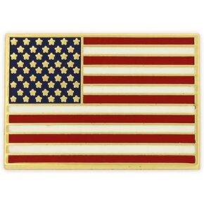American Flag Lapel Pins Gold or Nickel Plated Enamel Pins&Patriotic Rectangular or Waving United States Country Pin for Coats, Suit Jackets and Lanyards