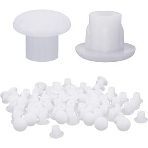 100 Pcs Plastic Hole Plugs 3/16"(5mm) Screw Caps Cover White Plastic Hole Plugs for Cabinet Cupboard Shelf Furniture