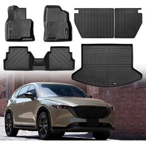 for 2017-2024 Mazda CX-5 Floor Mats Trunk Cargo Liner Rear Seat Backrest Mat Full Set All Weather TPE Car Mat Fit Mazda CX5 Accessories (Full Set 8 PCS)