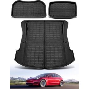 TAPTES لـ Tesla Model 3 Trunk Mat 2023 2022 2021، لـ Tesla Model 3 جميع الأحوال الجوية بطانة البضائع الأمامية والخلفية منظم تخزين صندوق السيارة الحصير الأرضية لـ Tesla Model 3 الملحقات 2021-2023 (مجموعة من 3) in Kuwait