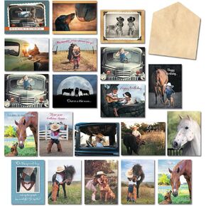 Leanin' Tree Country Charm - Made in USA - 20 Assorted Cards with Envelopes All Occasion, Boxed Birthday Cards Assortment Including Thank You, Blank, Friendship, Encouragement, Wedding and Anniversary