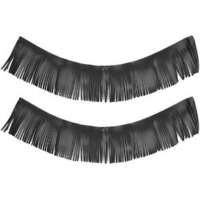 for Leather Fringe Floorboard Fringe 2pcs Motorcycle Retro Foot Pedal Saddlebag Craft Artificial Leather Fringe (Black)