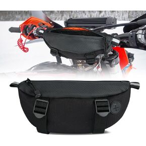 Motorcycle Handlebar Bag, Universal Dirt Bike Handlebar Bag Water Repellent Oxford Lightweight Small Front Bag For Motocross,Bicycle,Dual Sport,Snowmobile,Bike,Electric Bicycle,ATV (Black)