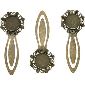 Fashewelry 10Pcs Antique Bronze Bookmark Pendant Blank Tray 3/4 inch (20mm) Round Bezel Base Cabochon Setting Charms (Owl)
