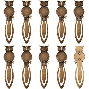 Fashewelry 10Pcs Antique Bronze Bookmark Pendant Blank Tray 3/4 inch (20mm) Round Bezel Base Cabochon Setting Charms (Owl) in Kuwait