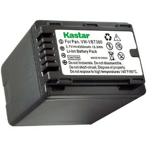 Kastar 1-Pack Battery VW-VBT380 Replacement for Panasonic VW-VBT380, VW-ACT380, VW-VBT190, VW-ACT190 Battery, Panasonic VW-BC10, VW-BC10-K, VW-BC10PP, VW-PWPK Charger