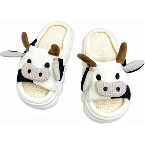 Womens Cartoon Animal Slippers Home Linen Slippers Men's and Women's Cartoon Slides Cloud Slippers Super Soft Shoes for Boys and Girls