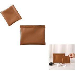 2 pieces small lipstick storage bag for women lip gloss organizer travel bags for purse small change accessories bag brown