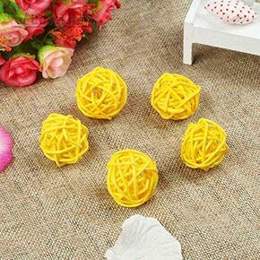 20 Pieces Wicker Rattan Balls Decorative Orbs Vase Fillers for Craft, Party, Wedding Table Decoration, Baby Shower, Aromatherapy Accessories (Diameter 1.2 Inch,Black)