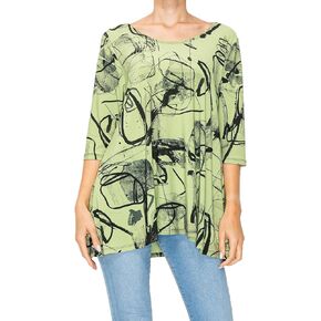 SEA & ANCHOR Women's Stretchy Wrinkle Resistant 3/4 Sleeve Round Neck Tunic Top Missy Plus Size 9413