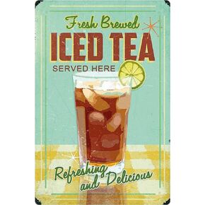 Iced Tea Kitchen Home Decor Retro Vintage Metal Tin Sign 12" X 8"