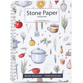 Waterproof Cooking Notebook - For Grocery Lists or a Recipe Book to Write in Your Own Recipes - Chefs - Cooks - Bakers - All Cooking Fans - 50 Sheets/100 Pages - 8.3 inches x 6 Inches