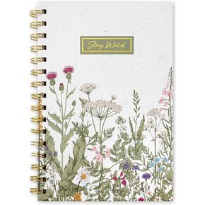 Vintage Wildflower Spiral Journal Notebook 80 Sheets A5 Retro Floral Flower College Ruled Notebook Strong Twin-Wire Binding with Premium Paper for School Office Home Gift