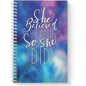 Softcover She Will Not Fall 5.5" x 8.5" Religious Spiral Notebook/Journal, 120 College Ruled Pages, Durable Gloss Laminated Cover, White Wire-o Spiral. Made in the USA