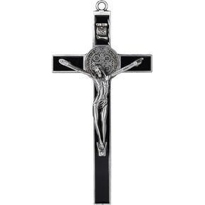 Imerance Crucifix Saint Benedict Black Enamel Crucifix Wall Cross 8 Inch a Meaningful and Cherished Gift, Convey Blessings and Good Wishes