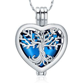 Tree of Life Urn Necklaces for Ashes Heart Shape Cremation Jewelry Memorial Keepsake Jewelry Gifts for Women Men Memorial Lockets Ashes Holder for Pet