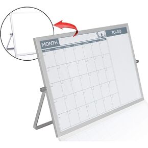 Small Double Sided White Board Calendar - Mini Portable Desktop Dry Erase Board with Stand & Small Monthly Calendar Whiteboard Planner with Reversible to Do List - 10" x 10" - Desk, Office, and Home