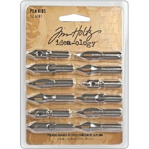 Tim Holtz Idea-ology Metal Pen Nibs, 12 per Pack, Various Sizes, Decorative, TH92909, White