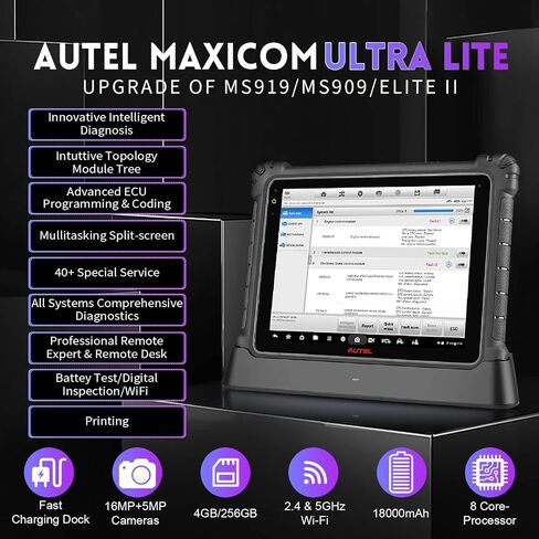 أداة المسح Autel MaxiCOM Ultra Lite - أحدث ماسح ضوئي تشخيصي ذكي لعام 2024 تمت ترقيته إلى MaxiSys Ultra/MS919/MS909/Elite II، خريطة الطوبولوجيا، اختبار OE النشط، البرمجة والترميز، أكثر من 40 خدمة in Saudi Arabia