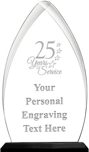 25 Years of Service Acrylic Award, 6.75" H Personalized Years of Service Award with Custom Engraving Prime in Saudi Arabia