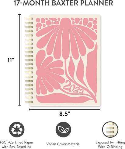 Orange Circle Studio Baxter Academic Daily Planner 2024-2025, Back to School Supplies & Cute College Essentials, Aesthetic Planner for School, Yearly, Monthly, Weekly Date Views, Endless Summer in Saudi Arabia