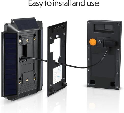 شاحن شمسي ممتاز مقاوم للطقس من Wasserstein متوافق مع جرس الباب بالفيديو الجيل الثاني | مدعوم من الخلايا الشمسية المهندسة في الولايات المتحدة in Kuwait