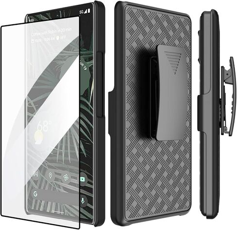 Ailiber Case for Google Pixel 7 Pro, Pixel 7 Pro Phone Holster Case with Screen Protector, Swivel Belt Clip, Kickstand Holder, Slim Shockproof Shell Full Body Phone Cover for Google Pixel 7 Pro-Black in Kuwait