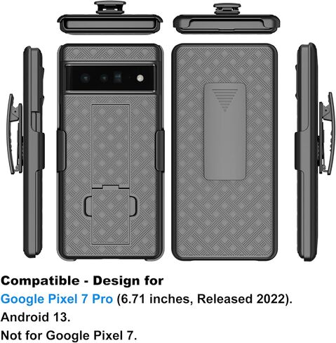 Ailiber Case for Google Pixel 7 Pro, Pixel 7 Pro Phone Holster Case with Screen Protector, Swivel Belt Clip, Kickstand Holder, Slim Shockproof Shell Full Body Phone Cover for Google Pixel 7 Pro-Black in Kuwait