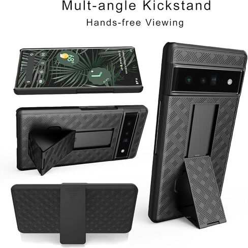 Ailiber Case for Google Pixel 7 Pro, Pixel 7 Pro Phone Holster Case with Screen Protector, Swivel Belt Clip, Kickstand Holder, Slim Shockproof Shell Full Body Phone Cover for Google Pixel 7 Pro-Black in Kuwait
