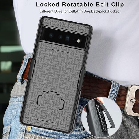 Ailiber Case for Google Pixel 7 Pro, Pixel 7 Pro Phone Holster Case with Screen Protector, Swivel Belt Clip, Kickstand Holder, Slim Shockproof Shell Full Body Phone Cover for Google Pixel 7 Pro-Black in Kuwait