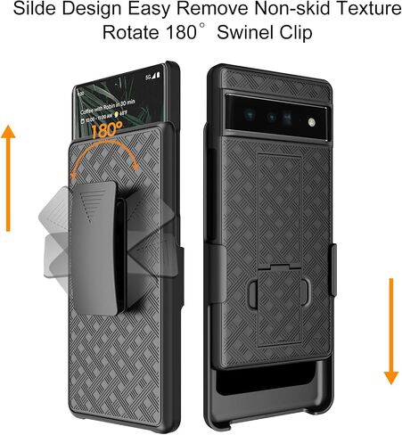 Ailiber Case for Google Pixel 7 Pro, Pixel 7 Pro Phone Holster Case with Screen Protector, Swivel Belt Clip, Kickstand Holder, Slim Shockproof Shell Full Body Phone Cover for Google Pixel 7 Pro-Black in Kuwait