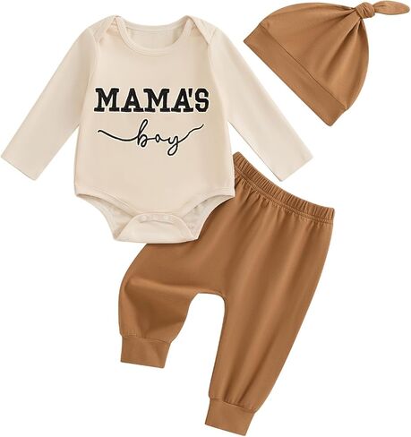 الوليد بيبي بوي فتاة الزي طويلة الأكمام طاقم الرقبة إلكتروني رومبير أعلى بلون السراويل قبعة 3 قطعة مجموعة ملابس الخريف in Kuwait