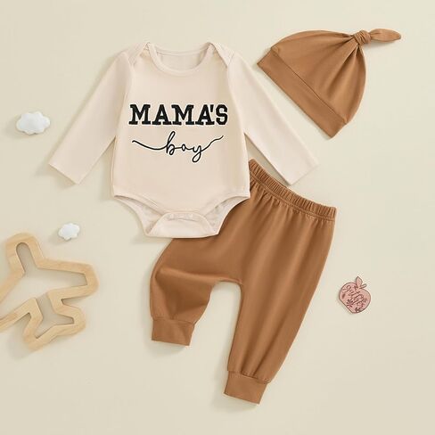 الوليد بيبي بوي فتاة الزي طويلة الأكمام طاقم الرقبة إلكتروني رومبير أعلى بلون السراويل قبعة 3 قطعة مجموعة ملابس الخريف in Kuwait