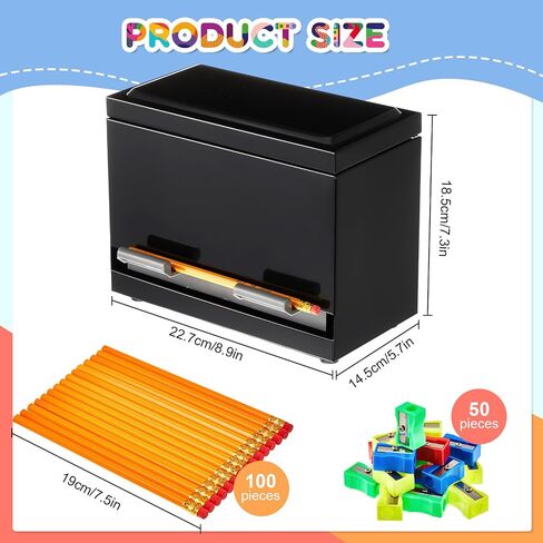 Ctosree 157 Pcs Stainless Steel Pencil Dispenser Kit With 100 Pencils 50 Sharpener 6 Sticker DIY Metal Pencil Holder School Classroom(Black) in Saudi Arabia