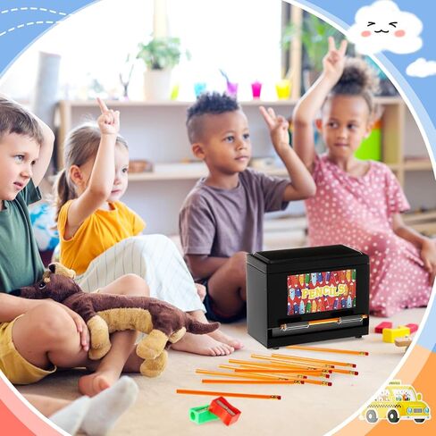 Ctosree 157 Pcs Stainless Steel Pencil Dispenser Kit With 100 Pencils 50 Sharpener 6 Sticker DIY Metal Pencil Holder School Classroom(Black) in Saudi Arabia