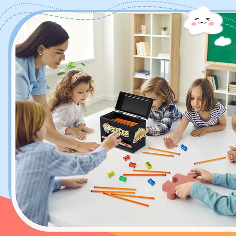 Ctosree 157 Pcs Stainless Steel Pencil Dispenser Kit With 100 Pencils 50 Sharpener 6 Sticker DIY Metal Pencil Holder School Classroom(Black) in Saudi Arabia