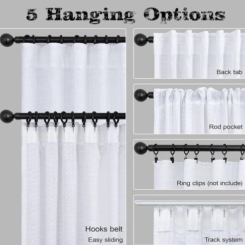 Cream Patterned Curtains 84 Inch Length for Living Room 2 Panel Back Tab Pinch Pleated Pocket Boho Drape Neutral Cotton Textured Striped Light Filtering Sheer Linen Curtain for Bedroom 52x84 Long Ecru in Saudi Arabia