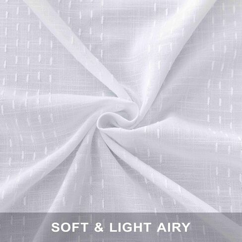 Cream Patterned Curtains 84 Inch Length for Living Room 2 Panel Back Tab Pinch Pleated Pocket Boho Drape Neutral Cotton Textured Striped Light Filtering Sheer Linen Curtain for Bedroom 52x84 Long Ecru in Saudi Arabia