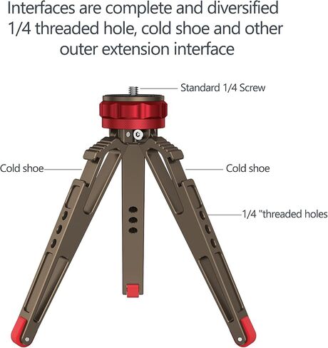 Mini Tabletop Tripod Stabilizer Grip, Lightweight Portable Aluminum Alloy Stand with 1/4 Screw Mount and Function Leg Design for Ipad DSLR Cameras Smartphones Etc. in Saudi Arabia