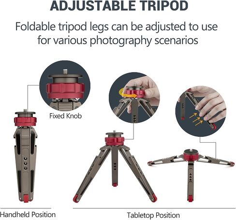 Mini Tabletop Tripod Stabilizer Grip, Lightweight Portable Aluminum Alloy Stand with 1/4 Screw Mount and Function Leg Design for Ipad DSLR Cameras Smartphones Etc. in Saudi Arabia