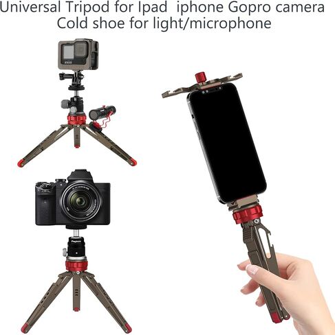 Mini Tabletop Tripod Stabilizer Grip, Lightweight Portable Aluminum Alloy Stand with 1/4 Screw Mount and Function Leg Design for Ipad DSLR Cameras Smartphones Etc. in Saudi Arabia