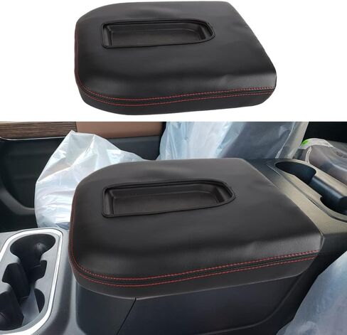 Center Console Armrest Cover Anti-Scratch Leather Protector Accessories Fit for 2019-2023 Chevy Silverado/GMC Sierra 1500, 2020-2023 Chevy Silverado/GMC Sierra 2500HD/ 3500HD (Black Stitches) in Saudi Arabia