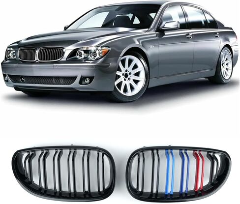 SHELITA Glossy Black M-Color Kidney Grille Grill E60 Sport Double Slats Front Grille Bumper for BMW 5 Series E60 2004-2009 in Saudi Arabia